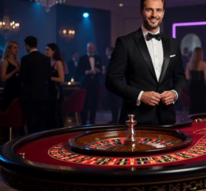 Profesjonalni krupierzy Anna Wójcik-Wojeńska Nartnik Pool prowadzący gry casino na mobilnym evencie