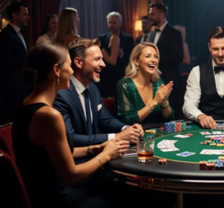 Atmosfera podczas wieczoru pokerowego i eventu casino na żywo