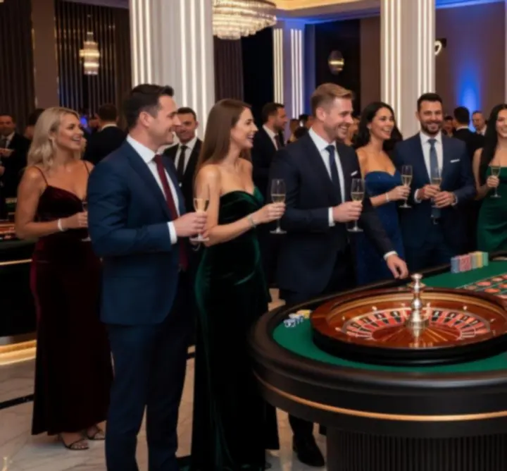 Stół do ruletki eventowej podczas eleganckiego eventu firmowego