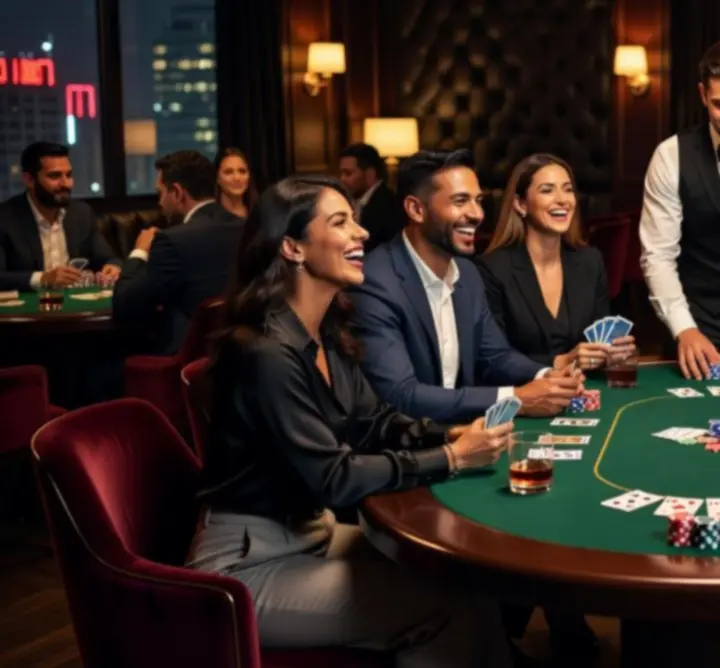 Zespół firmowy podczas integracyjnego wieczoru pokerowego